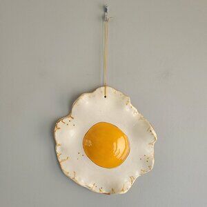 Ceramic Sunny Side Up Fried Egg Art Piece